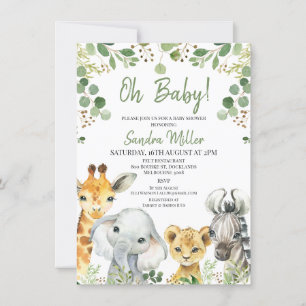 Invitation Baby shower Eucalyptus Safari neutre pour les femm