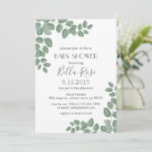 Invitation Baby shower Eucalyptus verdoyante (Debout devant)