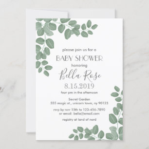 Invitation Baby shower Eucalyptus verdoyante