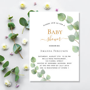 Invitation Baby shower eucalyptus verdure élégante