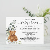 Invitation Baby shower Eucalyptus vert ours (Debout devant)