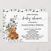 Invitation Baby shower Eucalyptus vert ours (Devant / Derrière)