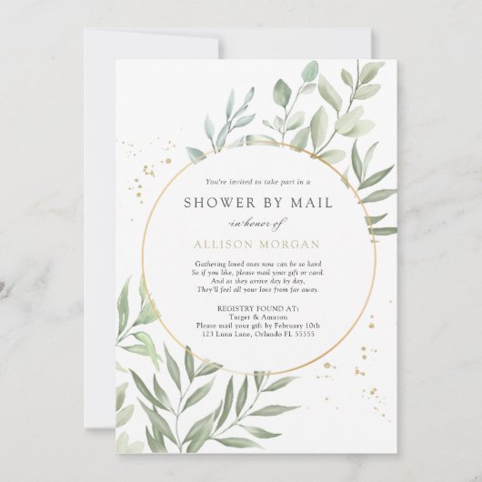 Invitation Baby shower Eucalyptus Vert Par Courrier (Devant)