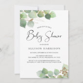 Invitation Baby shower Eucalyptus Watercolor (Devant)