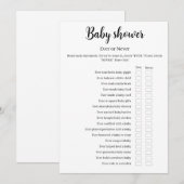 Invitation Baby Shower Ever or Never Game, Printable (Devant / Derrière)
