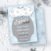 Invitation Baby shower Excitée Neige Bleu Flocon de neige C'e