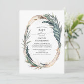 Invitation Baby shower exotique de palmettes de plage (Debout devant)