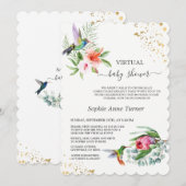 Invitation Baby shower Exotique Floral Hummingbird Virtual (Devant / Derrière)