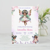 Invitation Baby shower Fairy afro-américain (Debout devant)