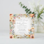 Invitation Baby shower Fairy Fall Floral Mint Girl Enchanted (Debout devant)