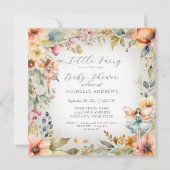 Invitation Baby shower Fairy Fall Floral Mint Girl Enchanted (Devant)