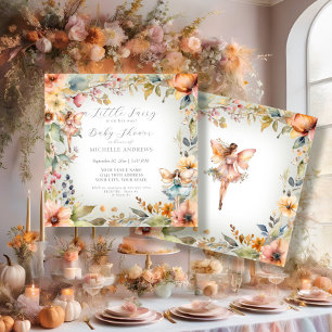 Invitation Baby shower Fairy Fall Floral Mint Girl Enchanted
