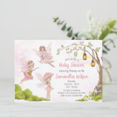 Invitation Baby shower Fairy Rose Floral Douche Fairy (Debout devant)
