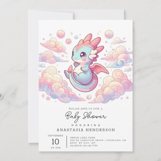 Invitation Baby shower Fairytale Dragon (Devant)