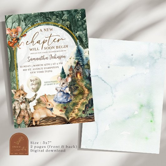 Invitation Baby shower Fairytale du livre forestier enchanté