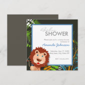Invitation Baby shower fait sur commande de lion de jungle (Devant / Derrière)