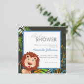 Invitation Baby shower fait sur commande de lion de jungle (Debout devant)