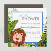 Invitation Baby shower fait sur commande de lion de jungle (Devant / Derrière)