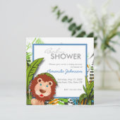 Invitation Baby shower fait sur commande de lion de jungle (Debout devant)