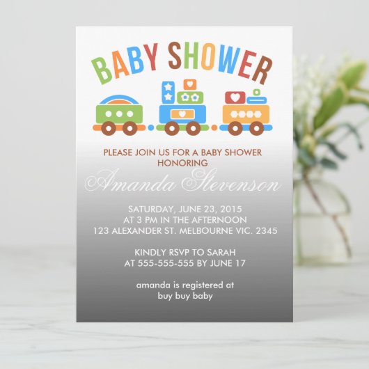 Invitation Baby shower fait sur commande de train de (Debout devant)