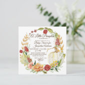 Invitation Baby shower Fall Floral Burgundy White Citrouille (Debout devant)