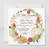 Invitation Baby shower Fall Floral Burgundy White Citrouille (Devant)