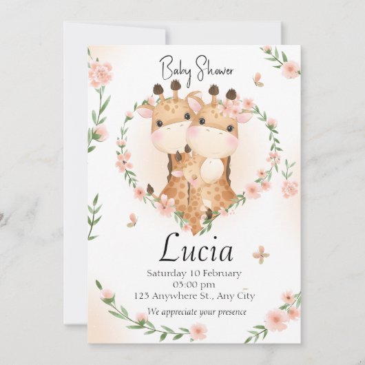 Invitation Baby shower Familia Jirafas (Devant)
