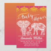 Invitation Baby shower familial - Inspiration indienne - Inde (Devant / Derrière)