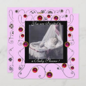 Invitation Baby shower FANCY SWIRLS MONOGRAMME, modèle photo (Devant / Derrière)