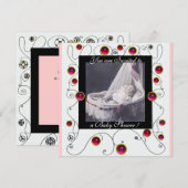 Invitation Baby shower FANCY SWIRLS MONOGRAMME, modèle photo (Devant / Derrière)