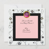 Invitation Baby shower FANCY SWIRLS MONOGRAMME, modèle photo (Dos)