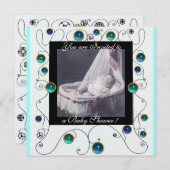 Invitation Baby shower FANCY SWIRLS MONOGRAMME, modèle photo (Devant / Derrière)