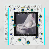 Invitation Baby shower FANCY SWIRLS MONOGRAMME, modèle photo (Devant / Derrière)