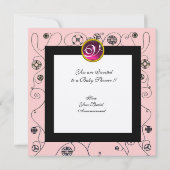 Invitation Baby shower FANCY SWIRLS MONOGRAMME, modèle photo (Dos)