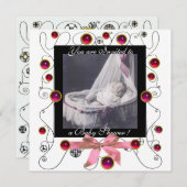 Invitation Baby shower FANCY SWIRLS MONOGRAMME, modèle photo (Devant / Derrière)