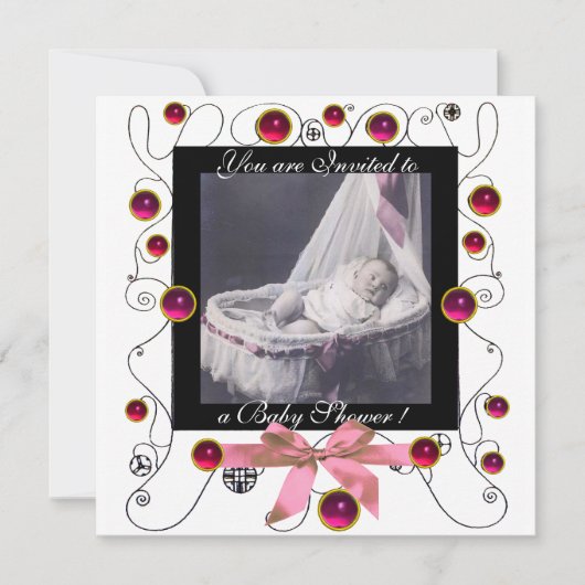 Invitation Baby shower FANCY SWIRLS MONOGRAMME, modèle photo (Devant)