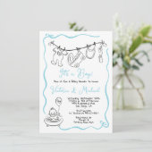 Invitation Baby shower fantaisie dessiné à la main (Debout devant)