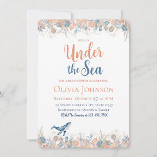 Invitation Baby Shower Fantaisiste Aquarelle Sous l'Océan