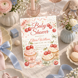 Invitation Baby Shower Fantaisiste Cerise