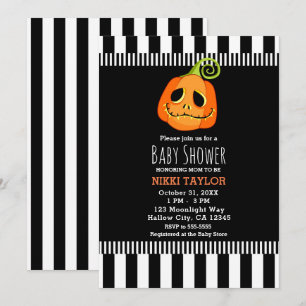 Invitation Baby Shower Fantaisiste Citrouille Halloween