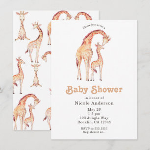 Invitation Baby Shower Fantaisiste des Girafes Tannées