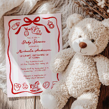 Baby-Shower Fantaisiste Dessin Main Rose & Rouge D