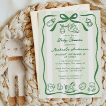 Baby-Shower Fantaisiste Dessin Main Verte Doodle