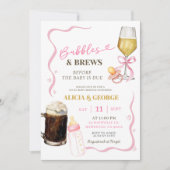 Invitation Baby-Shower Fantaisiste Dessiné à la Main Rose (Devant)