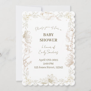 Invitation Baby-Shower Fantaisiste sur le Thème des Fleurs de