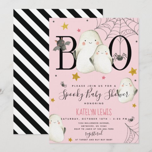 Invitation Baby shower fantôme (Devant / Derrière)