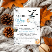 Invitation Baby shower fantôme d'Halloween bleu de charme