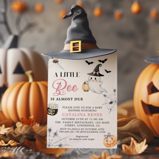 Invitation Baby shower fantôme d'Halloween lunaire