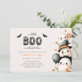 Invitation Baby shower fantôme Un Petit Boo Halloween (Debout devant)