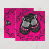 Invitation Baby shower fascinant de noir de roses indien de (Devant / Derrière)